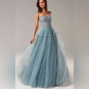 Ocean Wave Tie-straps tulle prom dress